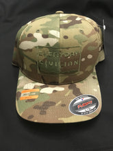 Multicam FlexFit hat with green EveryDayCivilian Logo. Large/XL