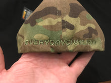 Multicam FlexFit hat with green EveryDayCivilian Logo. Large/XL