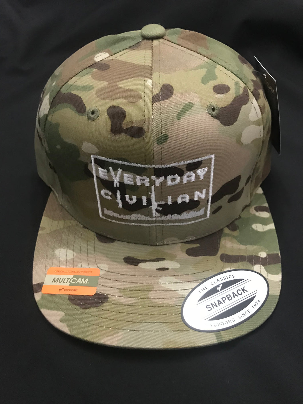 Multicam flat bill Snapback hat with grey EveryDayCivilian Logo